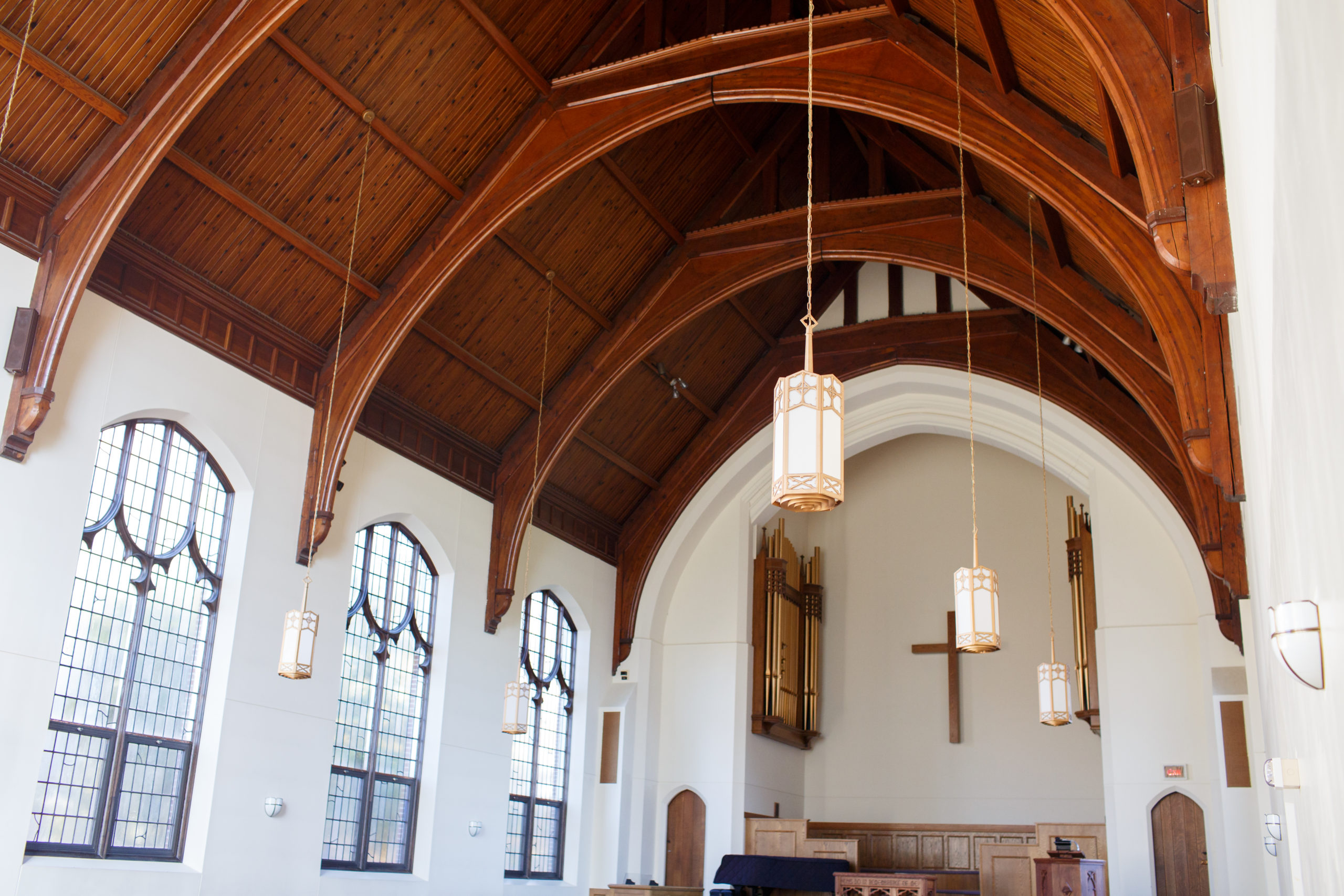 Wide shot of Clegg Chapel's ceiling.