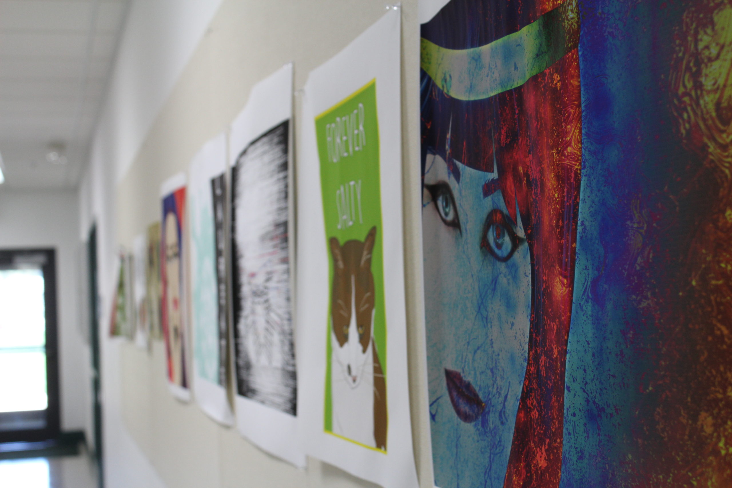 Close-up of posters at the Visual Arts Center.