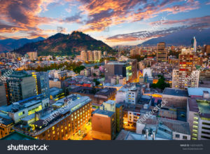 Santiago de Chile downtown after sunset