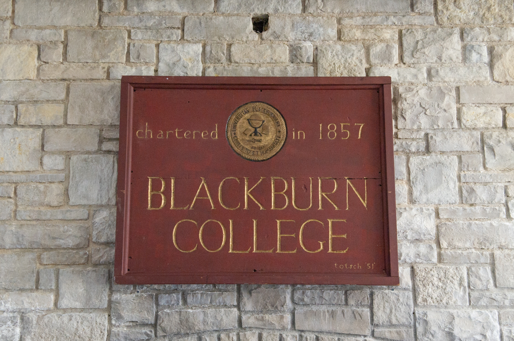 Blackburn College plaque in Woodson Hall.