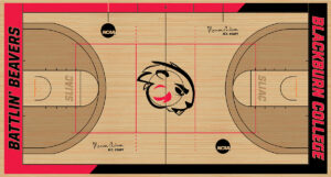 Rendering of MC Court - the new playing court for basketball and volleyball teams inside Dawes Gymnasium.