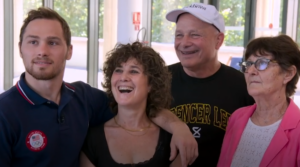 President Larry K. Lee, his wife Cathy, their son Spencer and Cathy's mother speak with NBC Sports about Spencer's journey to the 2024 Olympics in Paris
