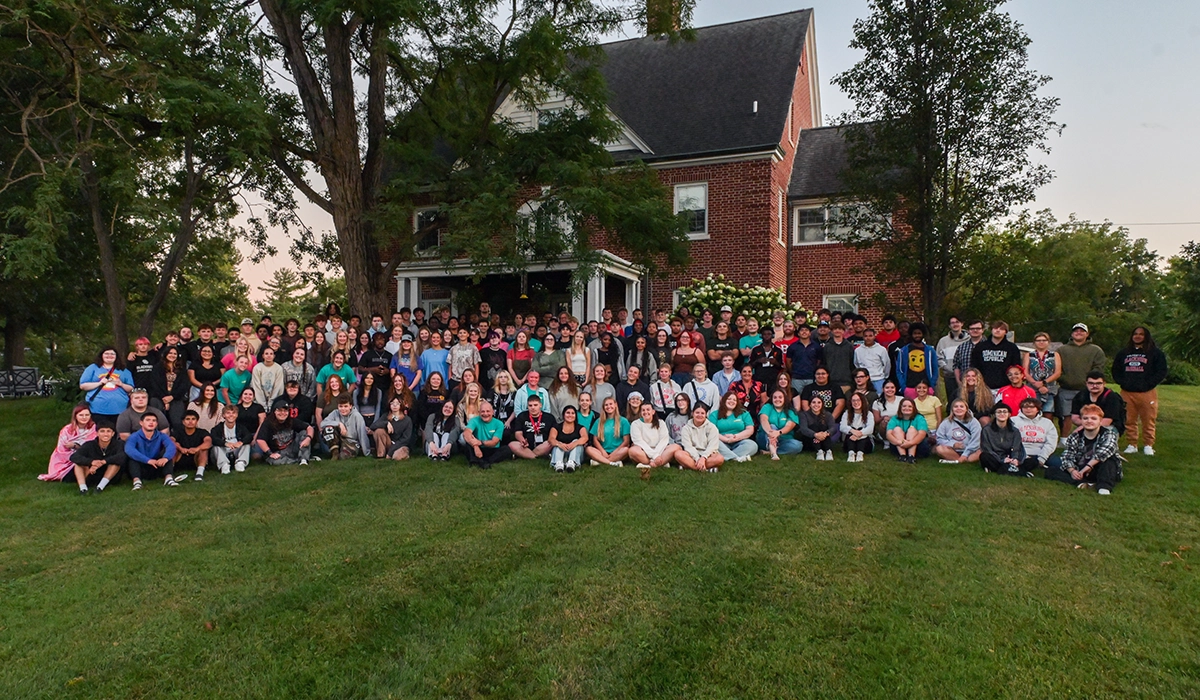 Incoming Class of 2025 photographed on McKinley House Hill after 