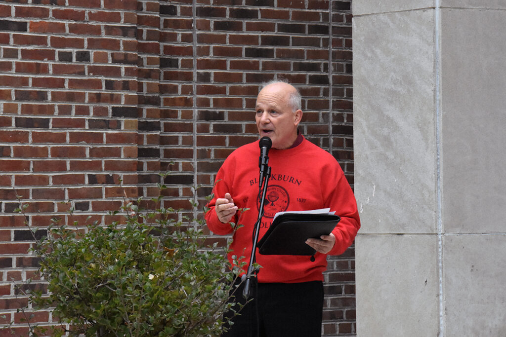 President Larry K. Lee addresses crowd at Boente Family Plaza dedication