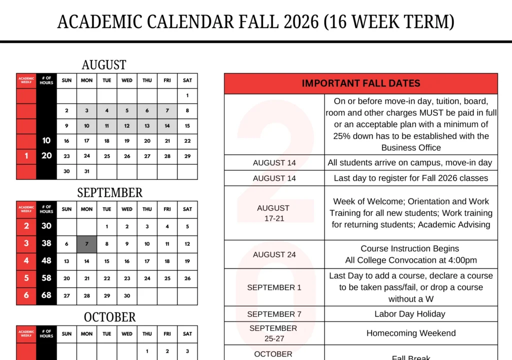 2026 Academic Calendar