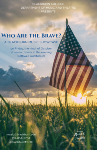 Who Are the Brave poster with American flag and a sunrise over a field